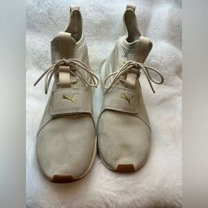 Puma Cream Sneakers with Gold Accents